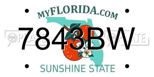 7843BW Florida License Plate