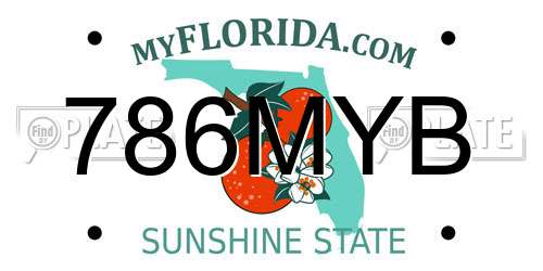 786MYB Florida License Plate