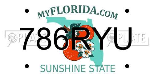 786RYU Florida License Plate