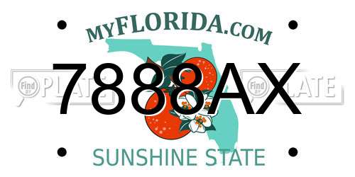 7888AX Florida License Plate