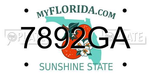 7892GA Florida License Plate