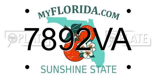 7892VA Florida License Plate