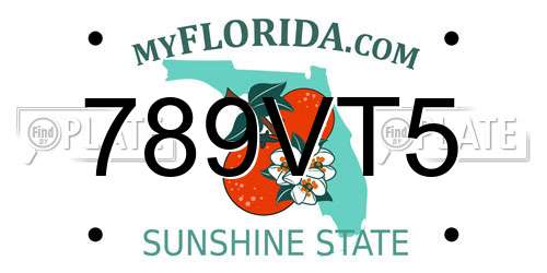 789VT5 Florida License Plate