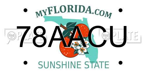 78AACU Florida License Plate