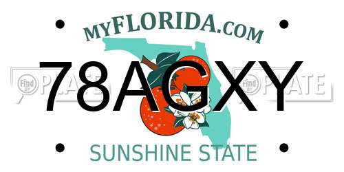 78AGXY Florida License Plate