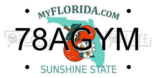 78AGYM Florida License Plate