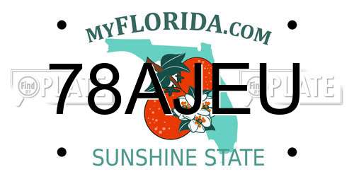 78AJEU Florida License Plate