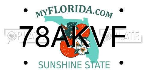 78AKVF Florida License Plate