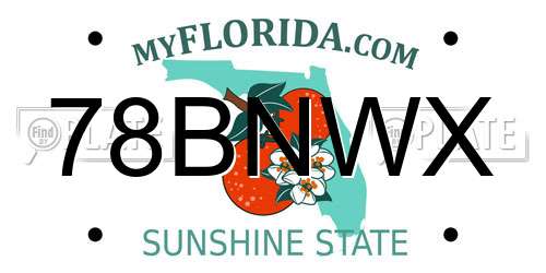 78BNWX Florida License Plate