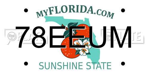 78EEUM Florida License Plate