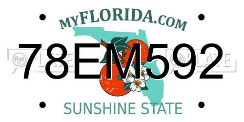 78EM592 Florida License Plate