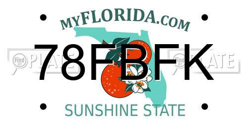 78FBFK Florida License Plate