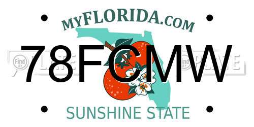 78FCMW Florida License Plate