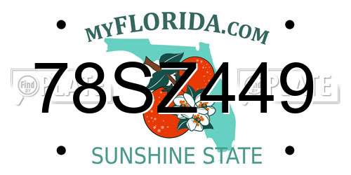 78SZ449 Florida License Plate