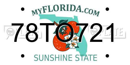 78TO721 Florida License Plate