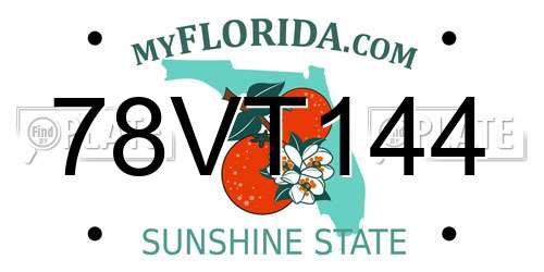 78VT144 Florida License Plate
