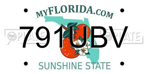 791UBV Florida License Plate