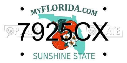 7925CX Florida License Plate