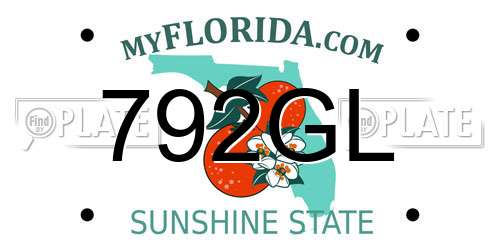 792GL Florida License Plate
