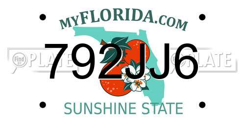 792JJ6 Florida License Plate