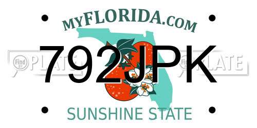 792JPK Florida License Plate