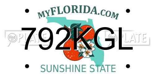 792KGL Florida License Plate