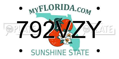 792VZY Florida License Plate