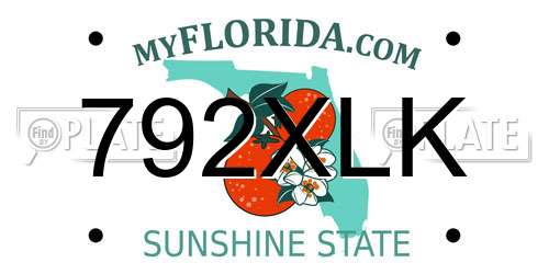 792XLK Florida License Plate