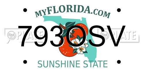 793OSV Florida License Plate