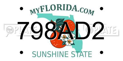 798AD2 Florida License Plate