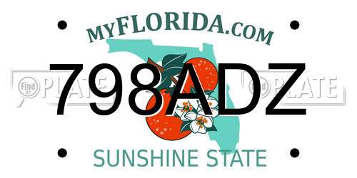 798ADZ Florida License Plate