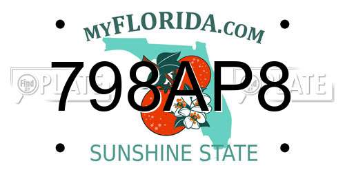 798AP8 Florida License Plate