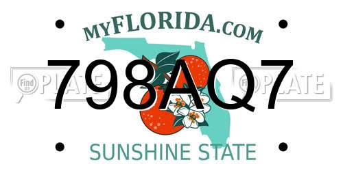 798AQ7 Florida License Plate