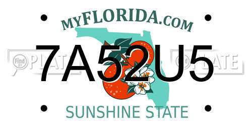7A52U5 Florida License Plate