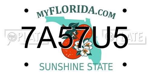 7A57U5 Florida License Plate
