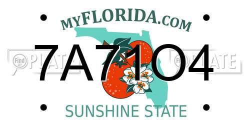 7A71O4 Florida License Plate