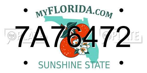 7A76472 Florida License Plate