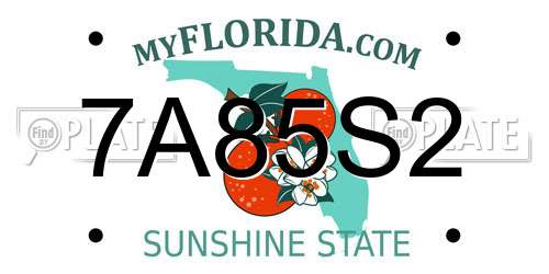 7A85S2 Florida License Plate
