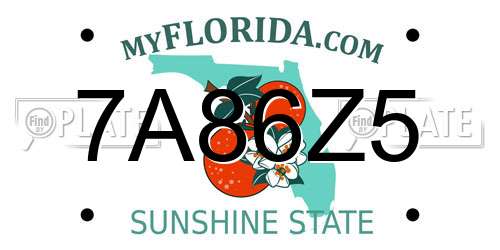 7A86Z5 Florida License Plate
