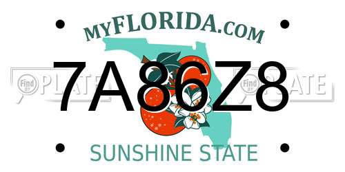7A86Z8 Florida License Plate