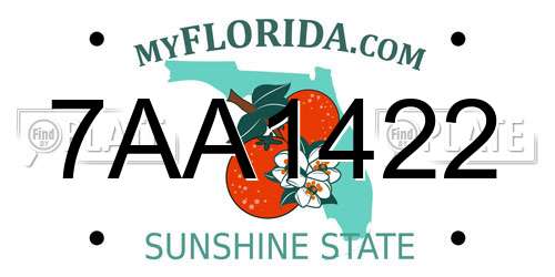 7AA1422 Florida License Plate
