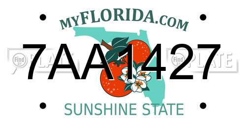7AA1427 Florida License Plate