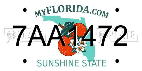 7AA1472 Florida License Plate
