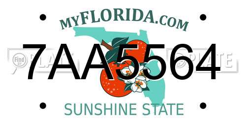 7AA5564 Florida License Plate