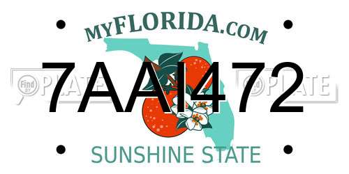 7AAI472 Florida License Plate