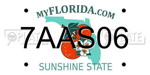 7AAS06 Florida License Plate