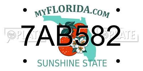 7AB582 Florida License Plate