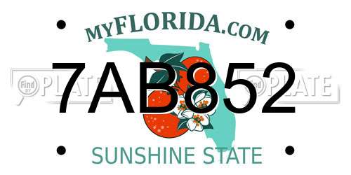 7AB852 Florida License Plate