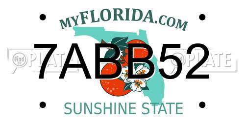 7ABB52 Florida License Plate