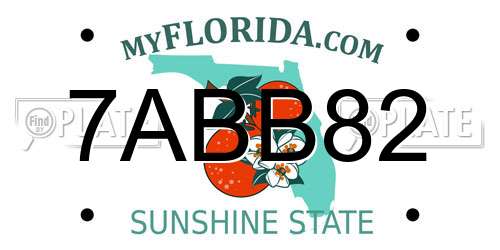 7ABB82 Florida License Plate